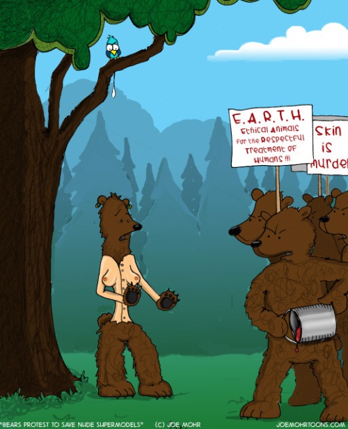 Bears Protest to Save Nude Supermodels (Cartoon) | PlanetSave