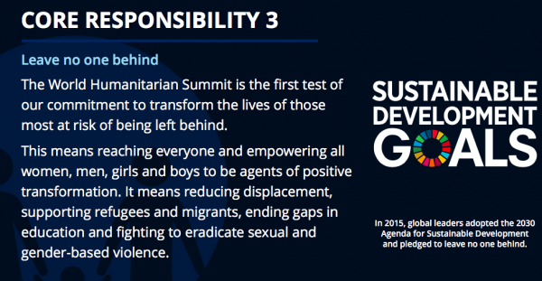 Core responsibility 3: 2016 World Humanitarian Summit (sgreport/worldhumanitariasummit.org)
